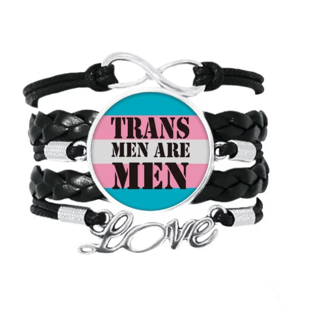 Trans Man Support  Transgender Bracelet Love Accessory Twisted Leather Knitting Rope Wristband