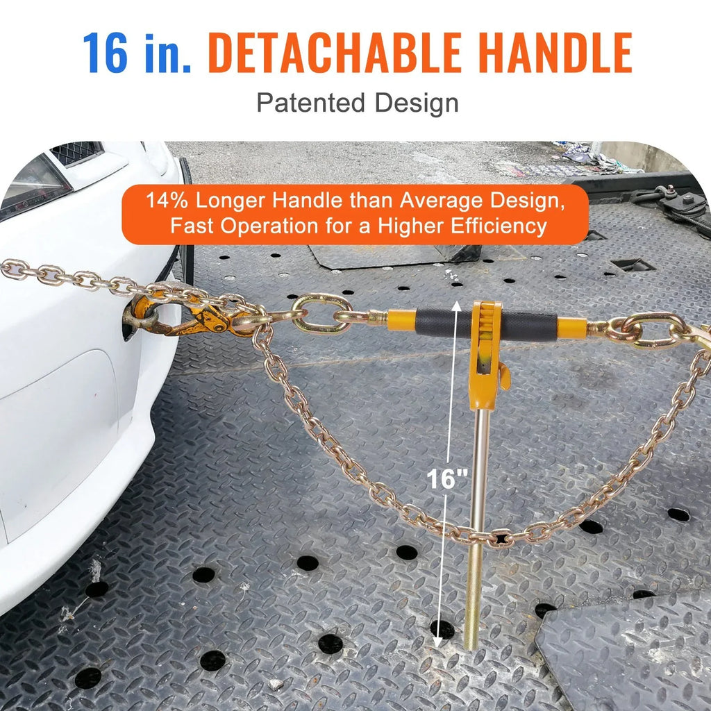 Ratchet Chain Binder, 38"-12" Heavy Duty Load Binders, with G80 Hooks 12000 lbs Secure Load Limit, Labor-saving Anti-skid Handle, Tie Down Hauling Chain Binders for Flatbed Truck Trailer, 4 Pc