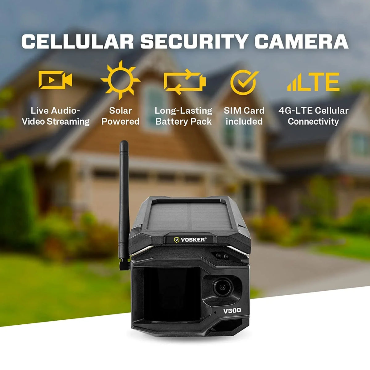 V300- Live View Solar Powered 4G- Cellular Outdoor Security Camera