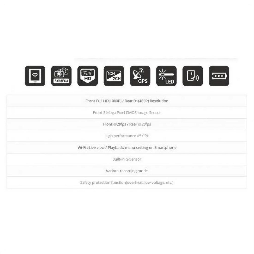 WinyTech 1080P Wi-Fi Car Black box dash cam  wide Angle Dual cameras (Smart Phone not Included)