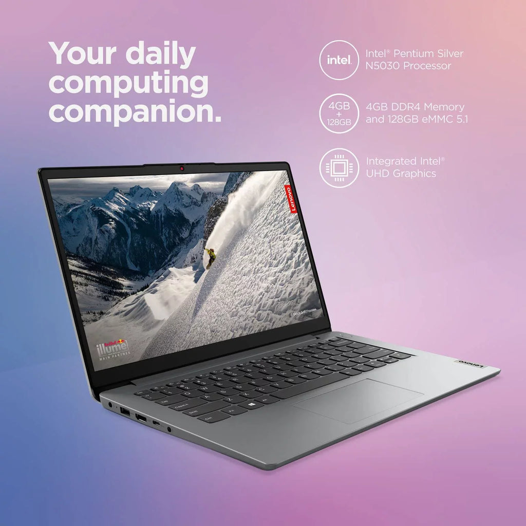 Lenovo 2022 Newest Ideapad 1i Laptop, 14 inch  Display, Intel Quad-Core Processor, 4GB , 256GB Storage, Wi-Fi 6, Bluetooth, Cloud Grey, Windows 11 Home in S Mode