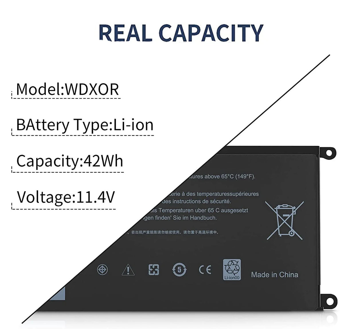 WDX0R  Battery For  Inspiron 15 5567 5568 13 5368 7368 7569 P75F P69G