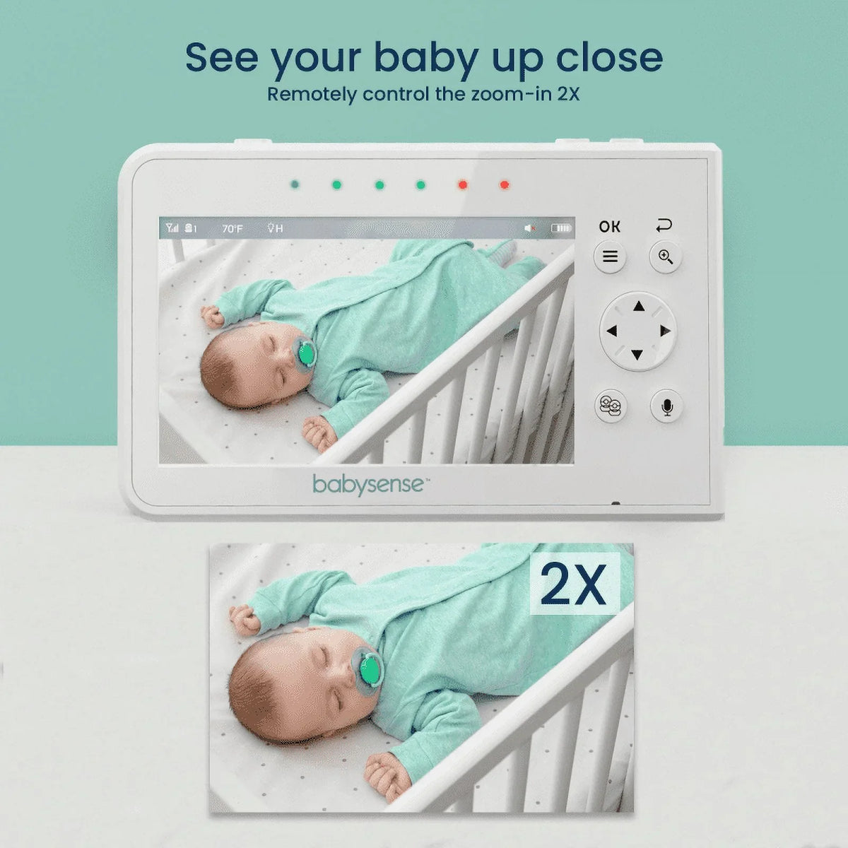 Babysense Split Screen Video Baby Monitor, 4.3" Display with 2  Cameras, Long Range, Night Light & Vision, Two-Way Talk, V43