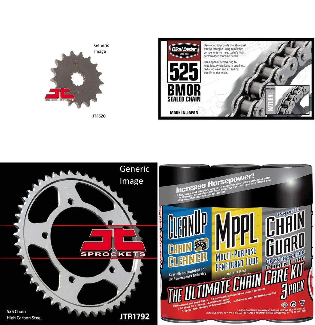 525  Sealed Chain Natural with  Wax,  Front & Rear Sprocket Kit for Street  -R600 2001-2005