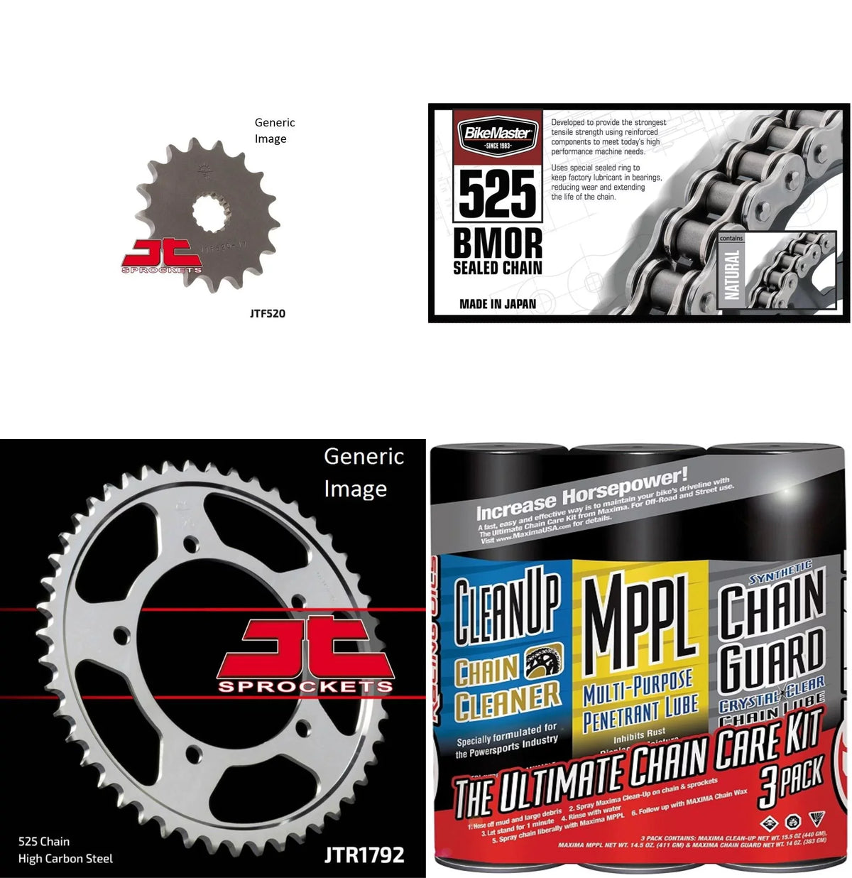 525  Sealed Chain Natural with  Wax,  Front & Rear Sprocket Kit for Street  -R600 2001-2005